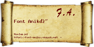 Font Anikó névjegykártya