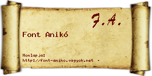 Font Anikó névjegykártya